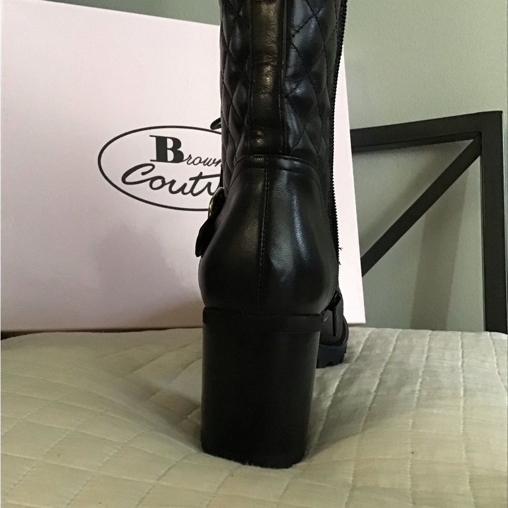 Brown’s Couture Black leather Quilted Ankle Boots in the box Size 40 - Picture 6 of 9